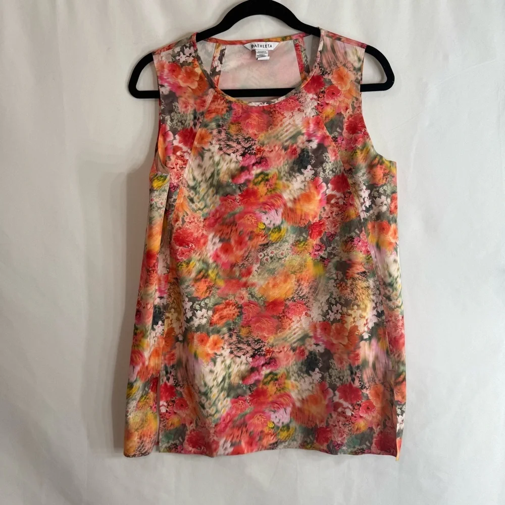Athleta Refined Zephyr Athletic Tank Top Watercolor Floral Sleeveless, size M - Picture 2 of 8